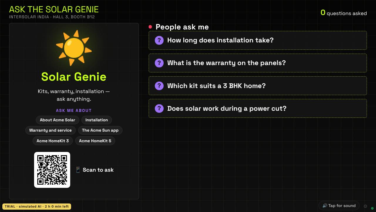 AI Concierge: the demo's opening screen