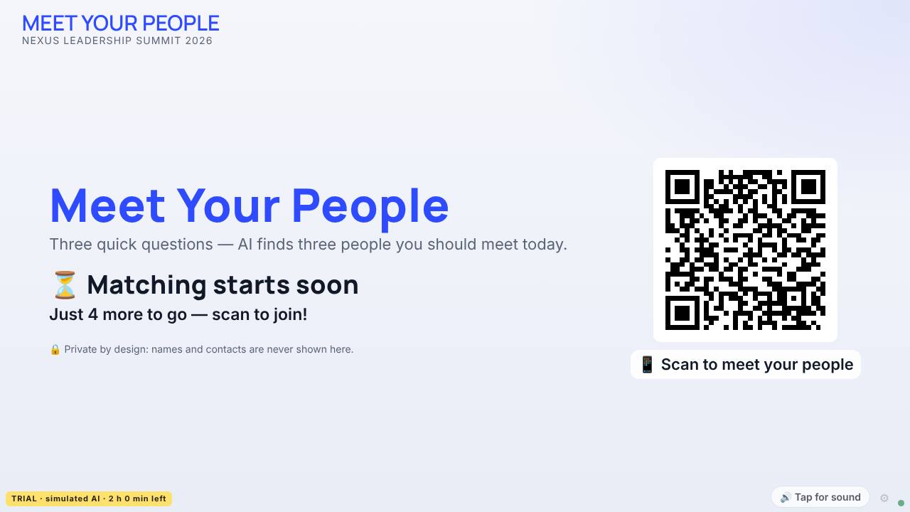 AI Networking Matchmaker: the demo's opening screen