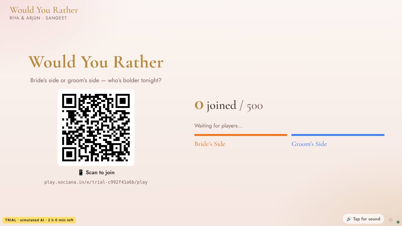 Would You Rather: the demo's opening screen